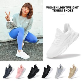 VIPSUPER Zapatillas de tenis para mujer, de espuma viscoelástica, para correr, gimnasio, entrenamiento, enfermería, cómodos, zapatos de trabajo, ligeros, Blanco (All White), 5.5 US
