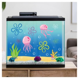 Fiupan Fish Tank Jellyfish Sticker Decor - 2PCS 16.14 x 12.2 Inches Under the Sea Aquarium Background Stickers Decoration, Removable PVC Cartoon Underwater Beach Fish Tank Terrarium Background Decor S