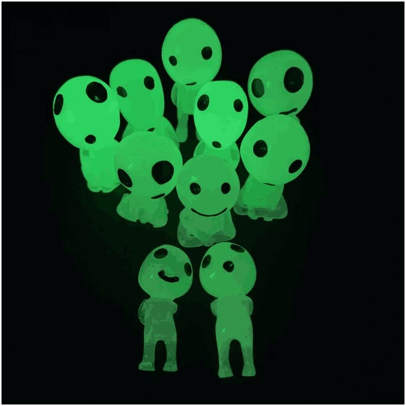 BLUWTE 10pcs Garden Statue Accessories,Princess Mononoke Luminous Tree Elves,Glow in
