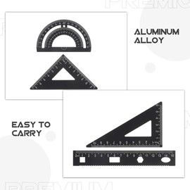 TEHAUX Kit de Reglas Metálicas 4 Piezas 6.3In Aluminio, Medición Precisa Pulgadas & Ángulos para Dibujo Técnico, Escuela y Oficina, para Estudiantes e