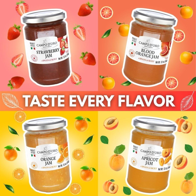 Campo D'Oro Sicilian Strawberry Jam – Italian Marmalade – 100%