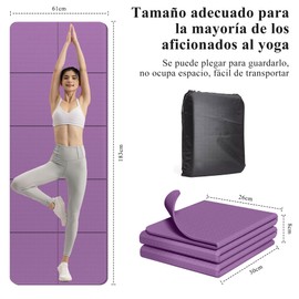 Tapete Yoga Plegable, Alfombrilla de Pilates con Bolsa de Almacenamiento, 183cm*61cm*6mm Tapete Ejercicio Portátil de Viaje, TPE Folding Esterilla de Yoga, Fácil de Limpiar, Mat para Gym, Fitness