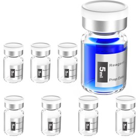 Biomed Solutions Empty Sterile Vial Sealed with Butyl Rubber Stopper and Flip Top Closure,Type 1 Borosilicate Glass Tubing,Individually Packed (5mL 8Pcs Clear)