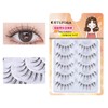 GRTUFOBA 5 Pairs 3D Natural Top Eyelashes Transparent Shaft Soft