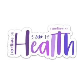 Health Bible Verse Sticker Faith Based Christian Motivational Wellness Sticker Religious Inspired Self Care Waterproof Vinyl Stickers for Laptop Water Bottle Journal Scripture Decals for Women Men