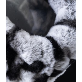 HEIZZI Larger Size Real Fur Headband Genuine Rabbit Fur Headband & Neck Warmer – Extra Plush Collar & Ear Warmer for Winter, Apres Ski (Zebra, one size)