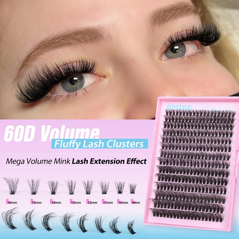 JIMIRE Fluffy Lash Clusters Volume Wispy 50D Thick Mink Eyelash