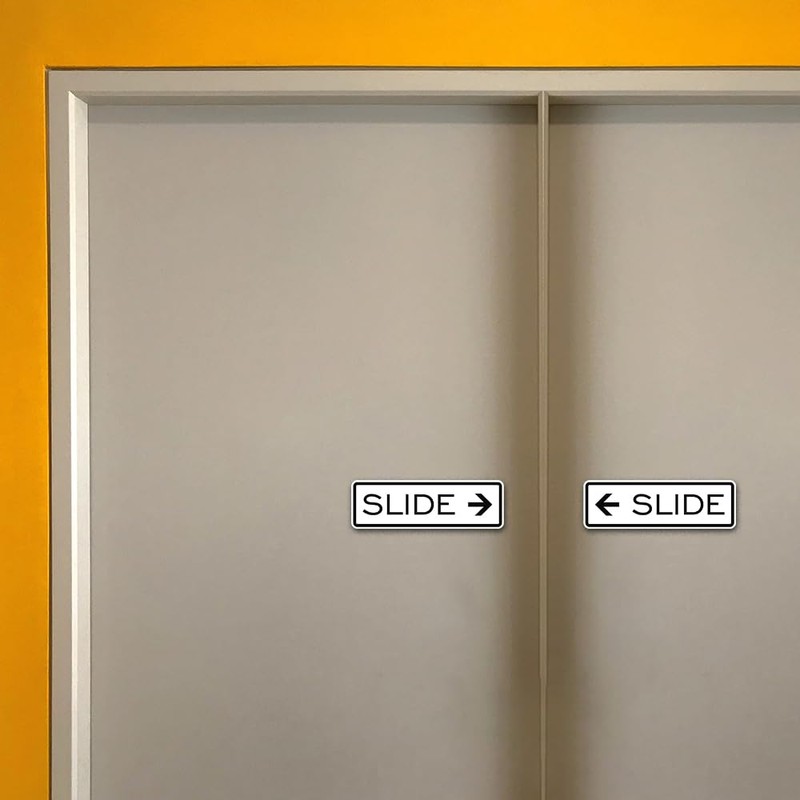 Letrero clásico para puerta deslizante, color plateado, mediano (paquete de