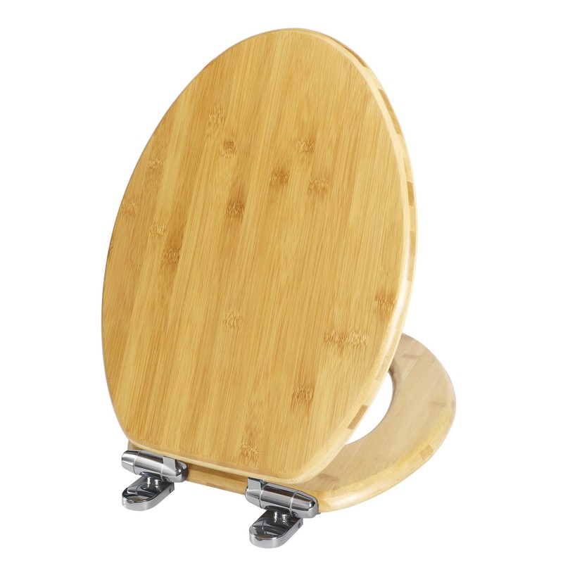 Elongated Bamboo Toilet Seat with Lid Quick Release Slow Close