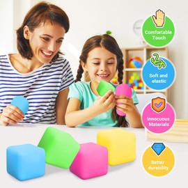 Squeeze Stress Ball, 4 Pack Fidget Toy for Kids and Adults, Ice Cube Sensory Balls Stress Toy, Stress Relief Balls Stress Balls for Kids Adults Fun Toy Stocking Filler