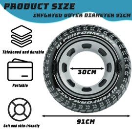 Pool Inflatables Swimming Ring for Kids Adults Rubber Rings,91cm Black Car Tyre Inflatable Swim Rings Pool Floats Tube,Inflatable Pool Ring Toy Floaties for Kids Adults Beach Summer Party Water Sport