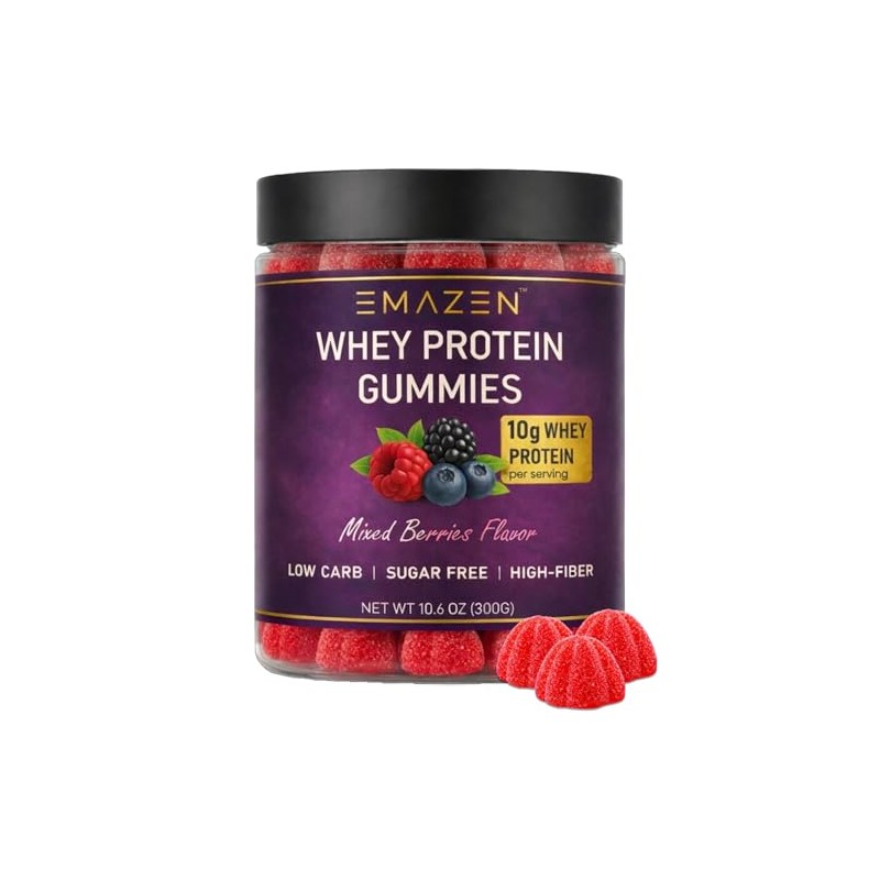 EMAZEN Whey Protein Gummies, Sugar Free, Low Carb Keto Snacks