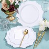 COLOSUS 350pcs White Plastic Plates Disposable Gold Cutlery Dinnerware set