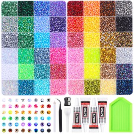 JOLCEEY 52000pcs Nail Art Rhinestones 3mm Bedazzling Kit Flat Back Gems