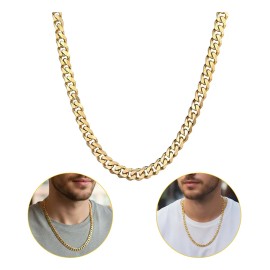 KRELVIXOS Collar Estilo Cadena Cubano Moda De Acero Inoxidable Oro Joyería Hombre Mujer Regalo 5mm-60cm