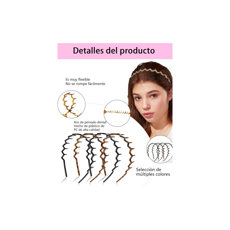 4 Diademas Para Cabello Mujer, Diadema Para Niñas, Tocado Ondulado