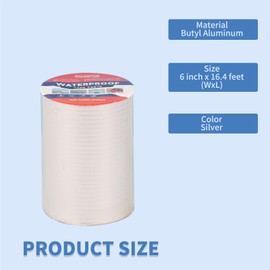 LFGUD 6" W X 16.4'L Waterproof Tape for Leaks Aluminum Butyl Tape with Adhesive for RV Repair, Glass Repairs, Air Mattress Patch, Window Caulking, Boat Sealing, Roof Patching