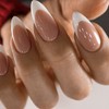 Almond Fake Nails, French White Edge Nude Acrylic Full Cover