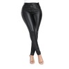 WAYRUNZ Women's Faux Leather Stretch Skinny Pants High Waisted Crossover