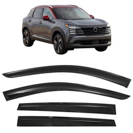 IKON MOTORSPORTS Tape on Window Visors Compatible with 2025-2026 Nissan Kicks, Acrylic Smoke/Tinted Rain Guards, Side Window Wind Deflectors 4PCS