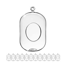 WGV Hanging Glass Plant Terrarium Bulk, Width 5", Height 8", Lantern DIY Air Succulent Planter Clear Tea Light Votive Candle Holder, Wedding Event Office Home Outdoor Decor, 12 Pieces
