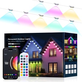 lemonlovely Permanent Outdoor Lights -RGB Eaves Lights 100FT with 50 LED IP67 Waterproof, Smart Outside LED Christmas Lighting for House, Eternity Light for Holiday, Daily Lighting