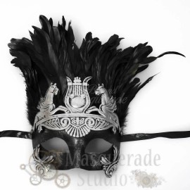 Unbranded Mens Hercules Roman Warrior Feathered Venetian Masquerade Mask [Silver]