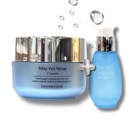 Charmzone 참존 수부지도 속촉 세트(실키 벨벳 모이스처크림50ml+ 하이드라 수분인 세럼50ml) 수분광채 Charzon Waterful Skin Set (Silky Velvet Moisture Cream 50ml + Hydra Waterful Serum 50ml)