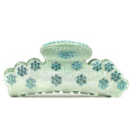 CHRYSE AUSTRIAN RHINESTONE HAIR CLAMP CLAW CLIP BARRETTE PONY HOLDER C703G GREEN