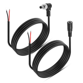 CERRXIAN 18AWG DC 5.5mm x 2.1mm Power Pigtail Barrel Plug Connector Cable with Lock Nut, 12V 2.1mm x 5.5mm Male Female DC Pigtail Connectors for CCTV Security Camera,DVR Etc(0.5M/1.64FT)