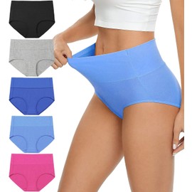 Altheanray Womens Underwear Cotton Briefs - High Waist Tummy Control Panties for Women Postpartum Underwear Soft (APB1002 3XL-Magenta5)