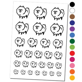 Perky Pomeranian Pup Dog Pet Temporary Tattoo Water Resistant Fake Body Art Set Collection - Black (One Sheet)
