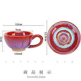 CUTMKGK Espresso Coffee Cups Tea Cappuccino Ceramic Latte Expresso Shots Coffe Funny 5 Oz Cup and Saucer Vintage Women Gift Greek Handle Mugs Hot Chocolate Pottery Aesthetic Pretty (blue,150ml)