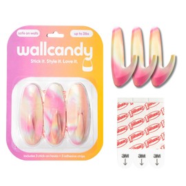 WallCandy Adhesive Stick-on Wall Hanging Hook | Pack of 3 Ombre Design Self Adhesive Wall Hooks with Heavy Duty Sticky Strips That Hold Up to 3lbs, Easy to Install Hanging Hook for Painted Walls