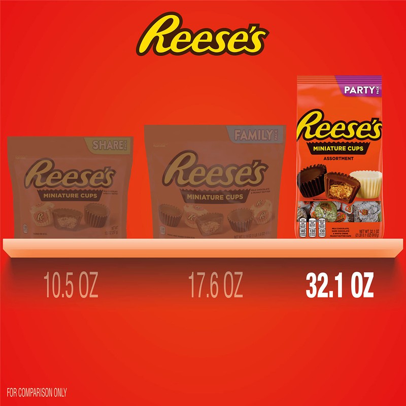 REESE'S Miniatures Assorted Flavored Peanut Butter Cups, Candy Party Pack,