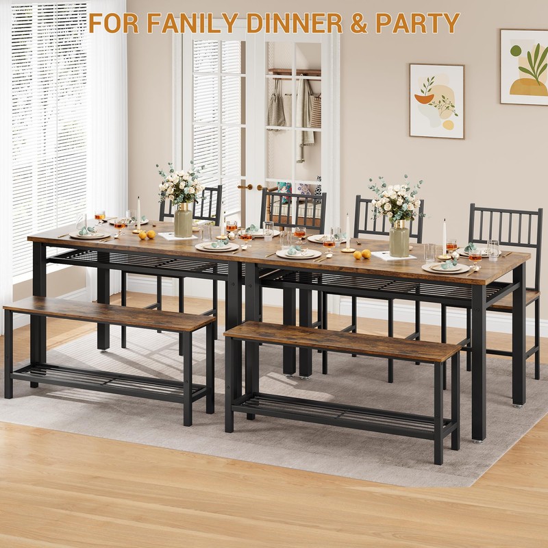 GarveeHome Dining Table Set for 4, 4 Pieces Dining Table