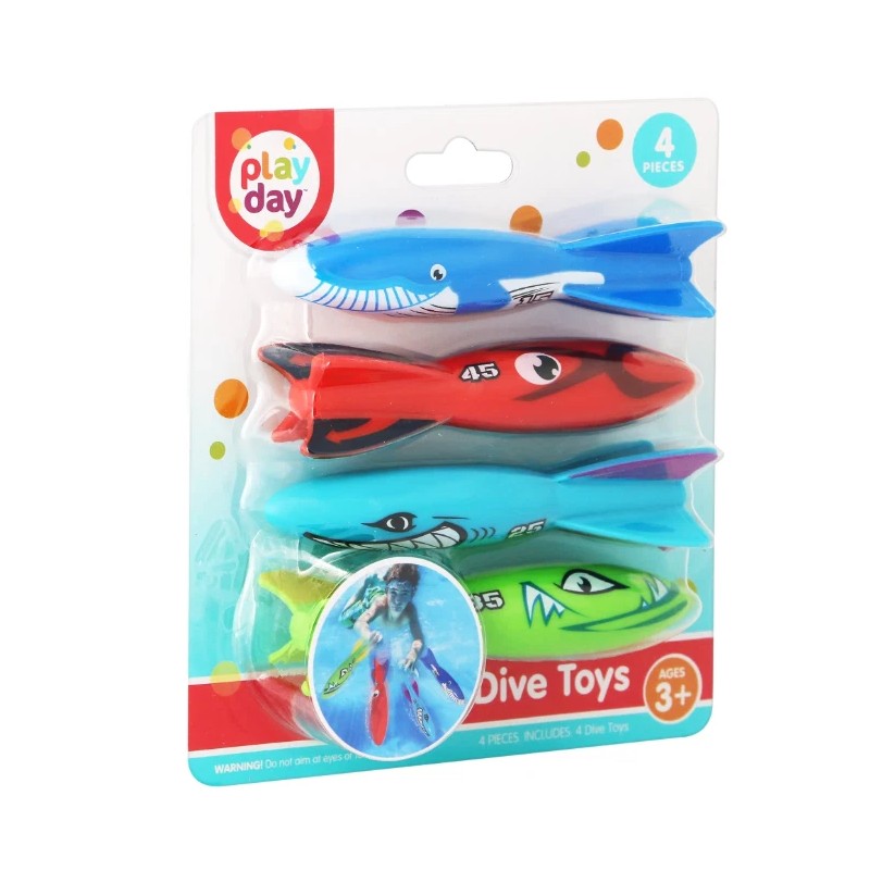 Play Day Diving Torpedoes 4-Pack Underwater Summer Family Fun, Ages
