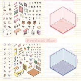 6 Sets 3D Sticker Scene, Sticker Therapy, Miniature Scene Stickers Fun Diys Stickers Scene Make Your Own House Supermarket, Cute Cartoon Houses Scene Stickers for Adult Kids（with Tweezers）