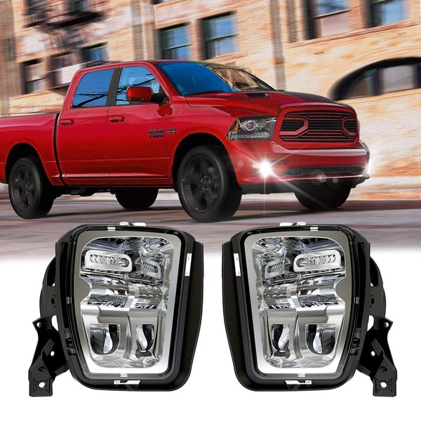 Z-OFFROAD New Version LED Fog Lights Compatible with Dodge Ram 1500 2013 2014 2015 2016 2017 2018 Bumper Driving Fog Lamps Replacement – 1 Pair Silver
