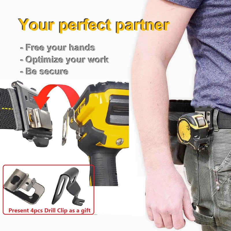 Tape Measure Holster with 4 Drill Bit Hooks, Tape Measure