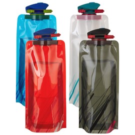 Scarlet Sport Compact Foldable Water Bottle (700 ml); Set of 4 Bottles; BPA Free; Flexible, Rollable, Collapsible, Reusable