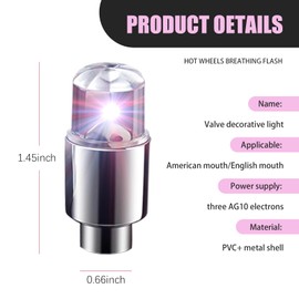 MLY 6PCS LED Tire Valve Caps, Waterproof Wheel Tire Valve Light, Wheel Rim Accent Lighting with Night Safety Mode & Style-Enhancing Glow Technology, Universal for Car Motorcycle Bike (Multicolored)