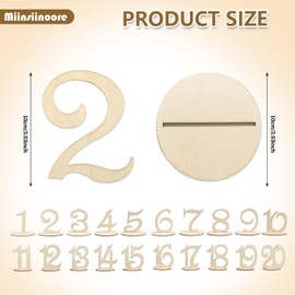 20 Pcs Wooden Table Numbers, Wedding Table Numbers 1-20 with Holder Base, Wooden Wedding Reception Table Number Blocks Wooden Sign for Wedding Banquet Restaurant Party Decor