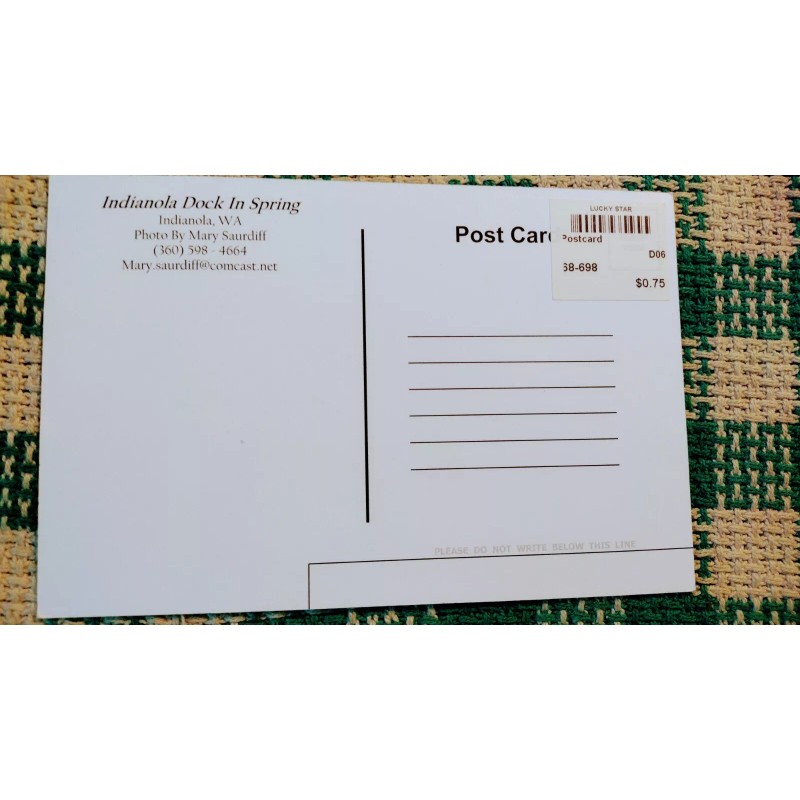 MARY SAURDIFF POST CARD INDIANOLA DOCK INDIANOLA WA