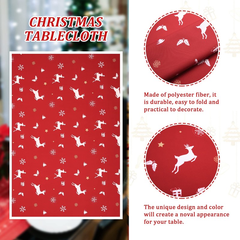 LuxFocus Christmas Tablecloth, 54 x 90 Inch Table Cloths Rectangular,