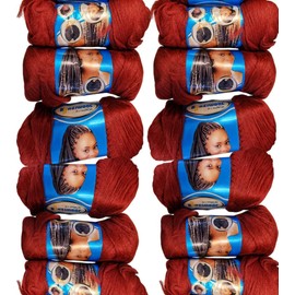 Milah 12 Roll Black Brazilian Wool Hair Acrylic Yarn for African Crochet Braids/Senegalese Twist/Faux Locs/Senegalese Twist/Jumbo Braiding/Twist Wraps with Knitting Crochet Braids (Wine)