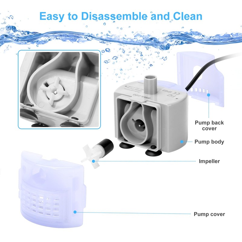 Cat Water Fountain Pump, SMA-800 Replacement Pump for Stainless Steel