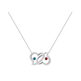 Tuscany Silver Women's Sterling Silver Blue and Red Cubic Zirconia Two Linked Heart Pendant Curb Chain Necklace of Length 46 cm/18 Inch