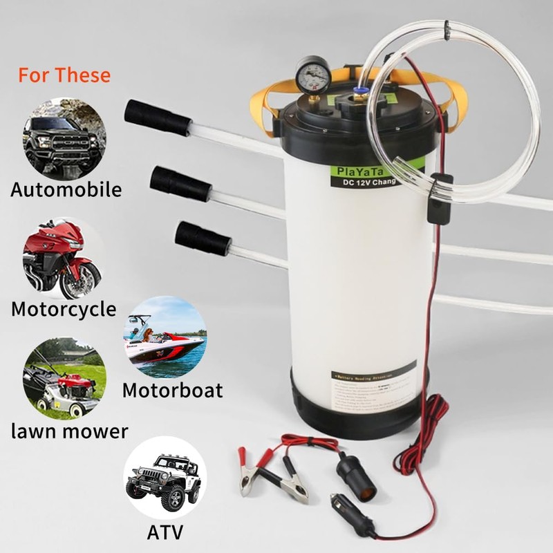 PlaYaYa Automotive Oil Extractor Pump, 2 Gallon Tank, 12V DC,