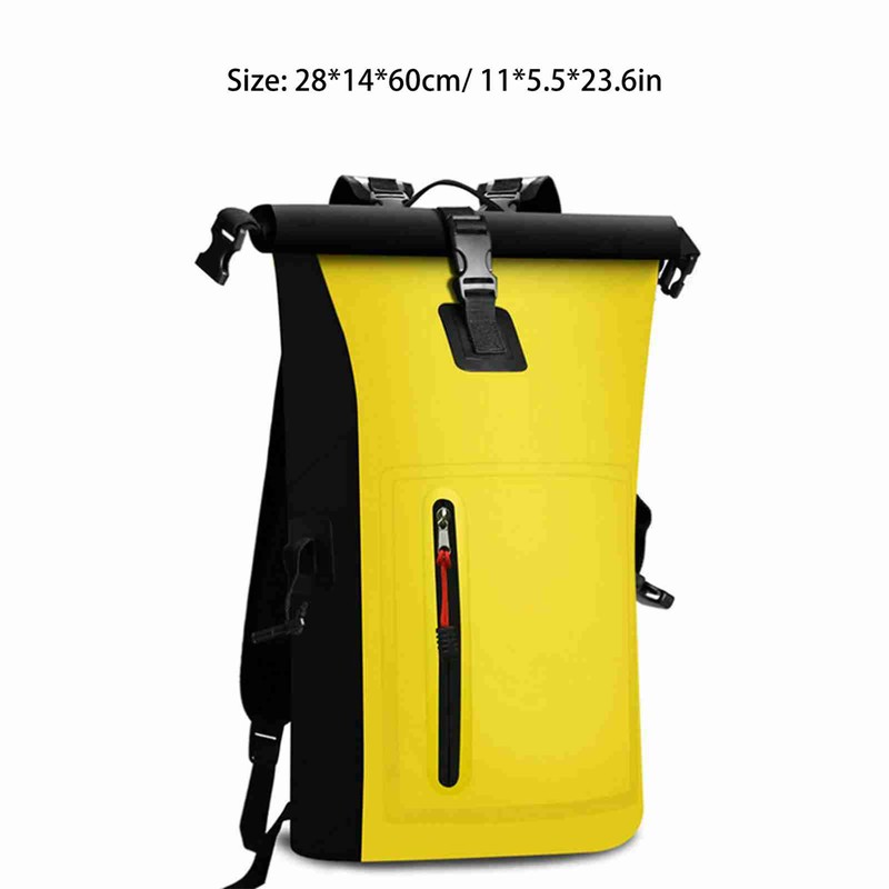 Waterproof Backpack Heavy Duty Roll-Top Closure Swim Bag with Front-Zipper